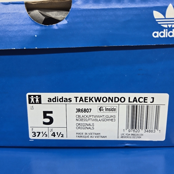 New Adidas Taekwondo Lace Big Kids 'Black White Gum' Shoes Size 5 - Picture 8 of 8